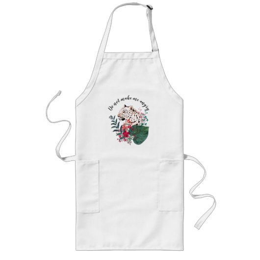 Luipaard, luipaard, floraal, botanisch lang schort (Voorkant)
