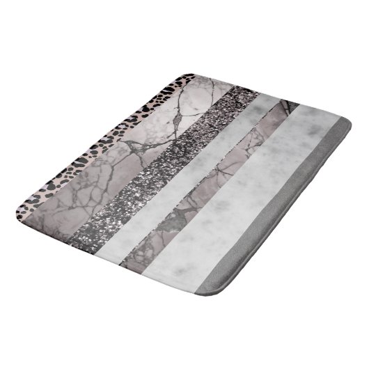 Luipaard Marmer Glitter Strepen Glam 1 Badmat (Gekanteld)