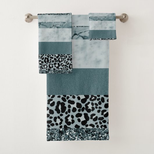 Luipaard Marmer Glitter Strepen Glam 2 Bad Handdoek (Insitu)