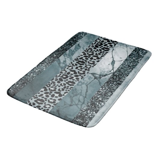 Luipaard Marmer Glitter Strepen Glam 2 Badmat (Gekanteld)