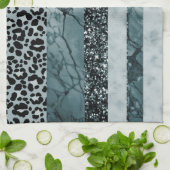 Luipaard Marmer Glitter Strepen Glam 2 Theedoek (Gevouwen)