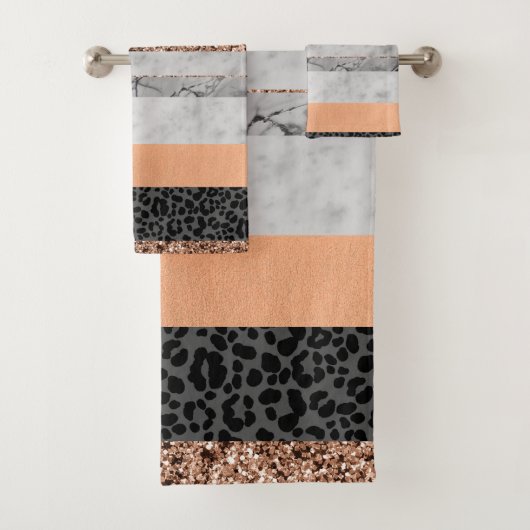 Luipaard Marmer Glitter Strepen Glam 3 Bad Handdoek (Insitu)
