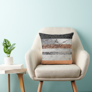 Luipaard Marmer Glitter Strepen Glam 3 Kussen