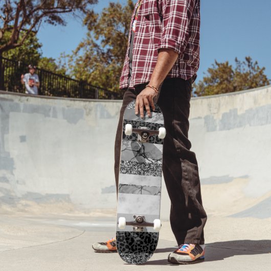 Luipaard Marmer Glitter Strepen Glam 4 Persoonlijk Skateboard (Buiten 2)