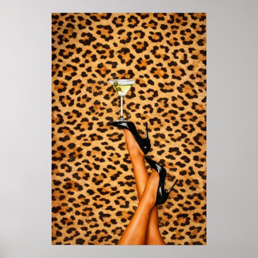 Luipaard Martini Poster, Glam Mode Muurkunst Poster (Voorkant)