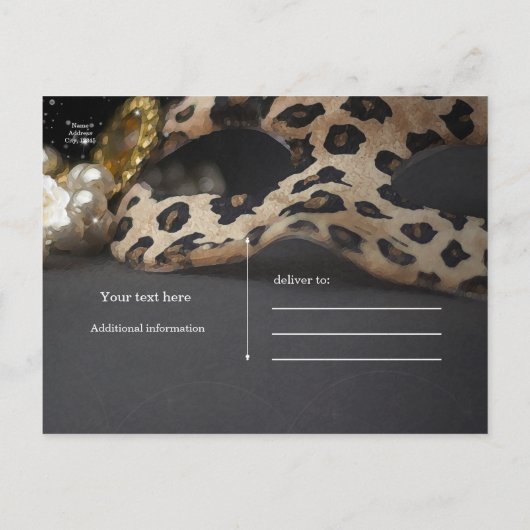 Luipaard Maskerade Masker & Parel Save the Date Aankondigingskaart (Achterkant)