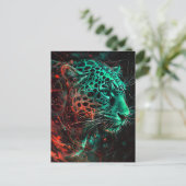 Luipaard met groenachtige rode lichtpaden briefkaart (Staand voorkant)