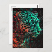 Luipaard met groenachtige rode lichtpaden briefkaart (Voorkant / Achterkant)
