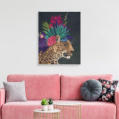 Luipaard met tropisch hoofdartikel canvas afdruk (Insitu (Woonkamer))