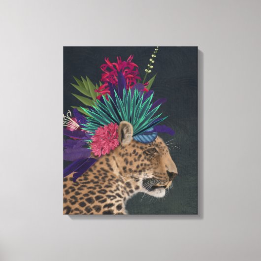Luipaard met tropisch hoofdartikel canvas afdruk (Voorkant)