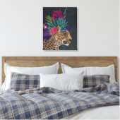 Luipaard met tropisch hoofdartikel canvas afdruk (Insitu (Slaapkamer))