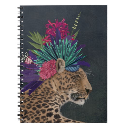 Luipaard met tropisch hoofdartikel notitieboek (Voorkant)