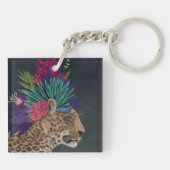 Luipaard met tropisch hoofdartikel sleutelhanger (Achterkant)