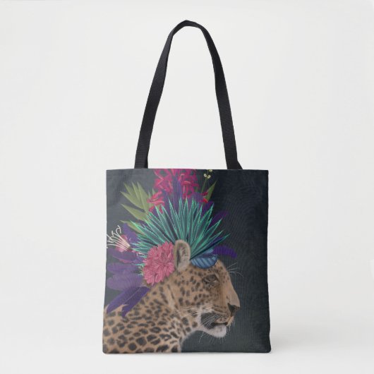Luipaard met tropisch hoofdartikel tote bag (Voorkant)