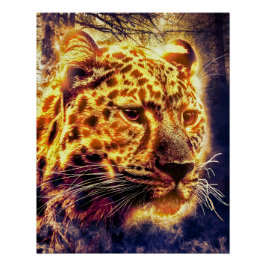 Luipaard Met Verlichting Perfect Poster