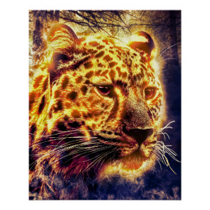 Luipaard Met Verlichting Perfect Poster