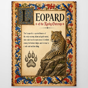 Luipaard, Middeleeuwse Bestiarium Kunst Briefkaart