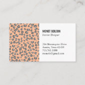 Luipaard Moderne Dierenprint Grijs Perzik Fuzz Roz Visitekaartje (Achterkant)