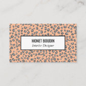 Luipaard Moderne Dierenprint Grijs Perzik Fuzz Roz Visitekaartje (Voorkant)