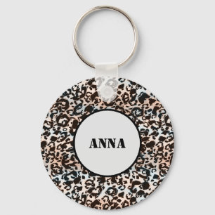 luipaard, modieus, gevlekt, bruin, gepersonaliseer sleutelhanger