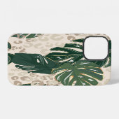 Luipaard Monstera: Jungleprint vintage. iPhone Hoesje (Achterkant horizontaal)