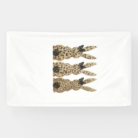 Luipaard Mopshond Strik Grappig Christelijk Pasen Spandoek (Horizontaal)