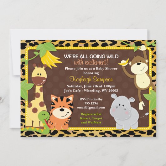 Luipaard Oerwoud Friends Baby Shower Invitaties Kaart (Voorkant)