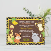 Luipaard Oerwoud Friends Baby Shower Invitaties Kaart (Staand voorkant)