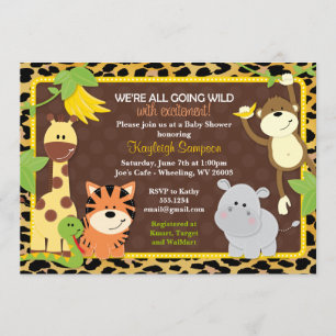 Luipaard Oerwoud Friends Baby Shower Invitaties Kaart