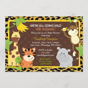 Luipaard Oerwoud Friends Baby Shower Invitaties Kaart