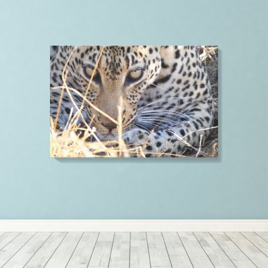 LUIPAARD OGEN CLOSE-UP CANVAS AFDRUK (Insitu (Houten vloer))