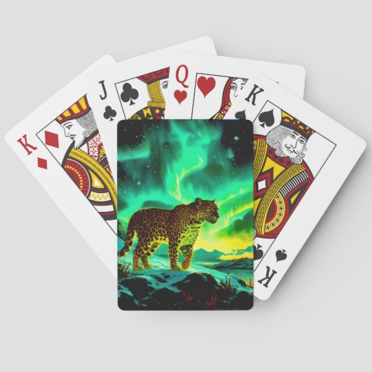 Luipaard onder het Aurora Borealis Pokerkaarten (Achterkant)