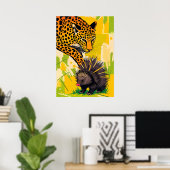 Luipaard ontmoet stekelvarken - Bold Oerwoud Encou Poster (Thuiskantoor)