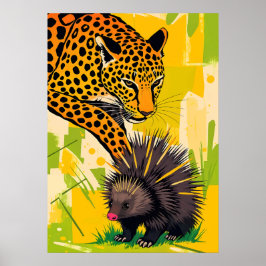 Luipaard ontmoet stekelvarken – Gewaagde jungle-on Poster