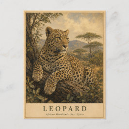 Luipaard Oost-Afrikaanse bossen VINTAGE Briefkaart
