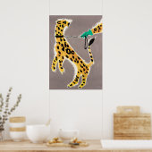 Luipaard op een  Muur Kunst van de Leash. Poster (Keuken)