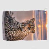 Luipaard op het strand golfhanddoek (Horizontaal)