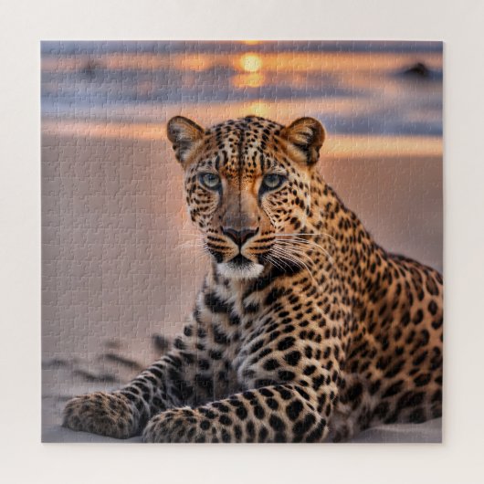 Luipaard op het strand legpuzzel (Verticaal)