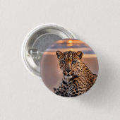 Luipaard op het strand ronde button 3,2 cm (Voorkant /achterkant)
