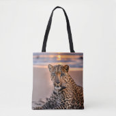 Luipaard op het strand tote bag (Voorkant)