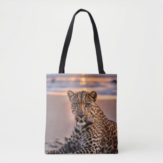 Luipaard op het strand tote bag (Voorkant)