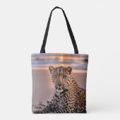 Luipaard op het strand tote bag (Achterkant)