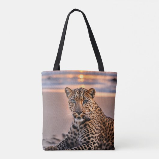 Luipaard op het strand tote bag (Achterkant)