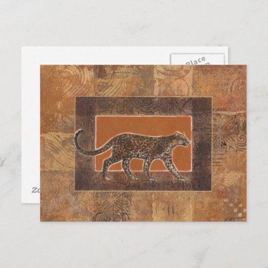 Luipaard op Oranje en bruine achtergrond Briefkaart (Voorkant / Achterkant)