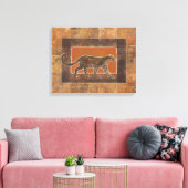 Luipaard op Oranje en bruine achtergrond Canvas Afdruk (Insitu (Woonkamer))