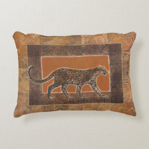 Luipaard op Oranje en bruine achtergrond Decoratief Kussen