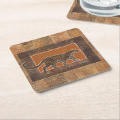 Luipaard op Oranje en bruine achtergrond Kartonnen Onderzetters (Schuin)