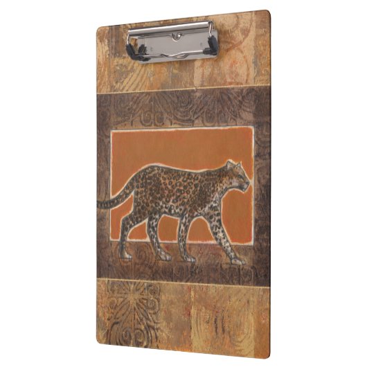 Luipaard op Oranje en bruine achtergrond Klembord (Links)