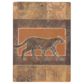 Luipaard op Oranje en bruine achtergrond Klembord (Achterkant)