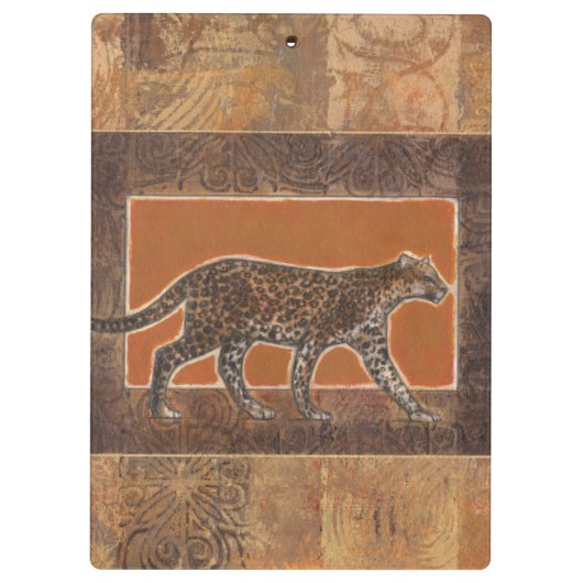 Luipaard op Oranje en bruine achtergrond Klembord (Achterkant)